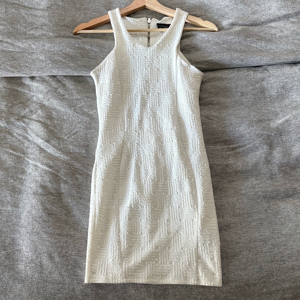 Topshop Textured Cream Mini Dress